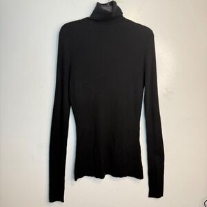 RAEY Mercerised Merino Wool Roll-Neck FINE RIB black Sweater SIZE L